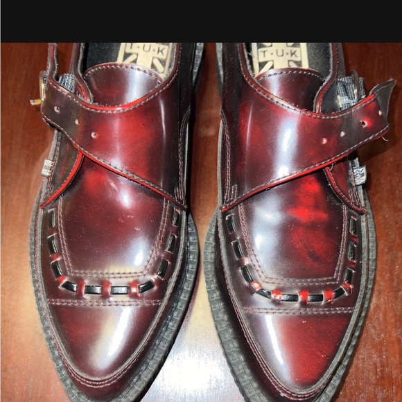 TUK burgundy rub off monk buckle creeper - Picture 3 of 4